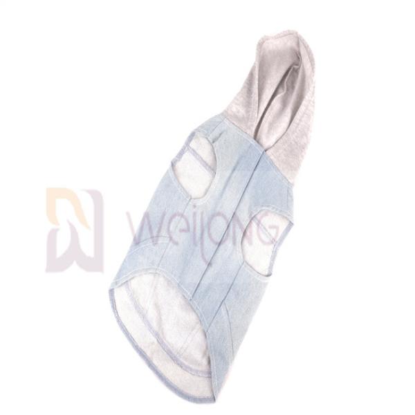 Cotton Denim Puppy Hoodie Blue Vintage Washed Clothes XS-XL