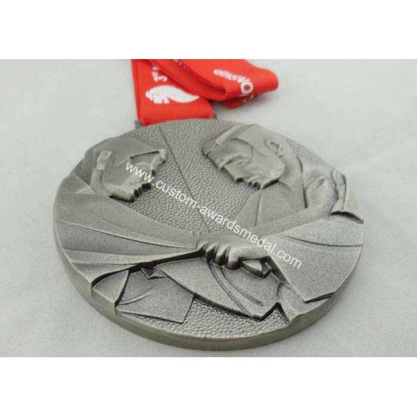 Silver Plated Ribbon Medals Die Casting Without Enamel For Award