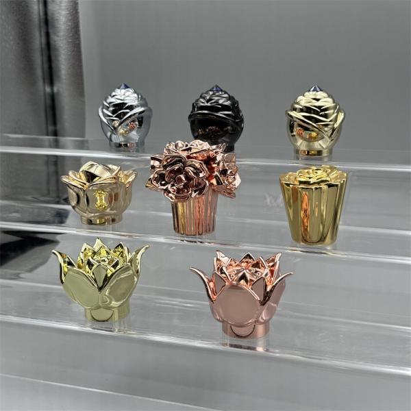 Exquisite Flower Shaped Series Crystal Zamak Perfume Caps For Standard Fea 15 Bottle Necks