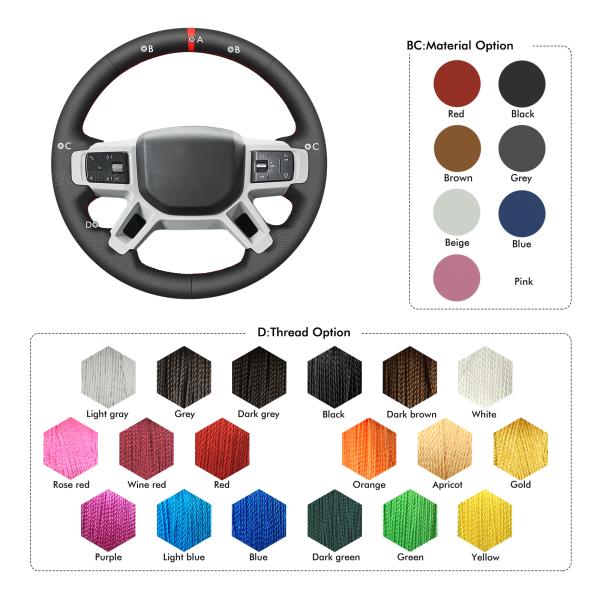 Handcrafted Genuine Leather Steering Wheel Cover for Land Rover Defender L663 Discovery III L462 2020-2024 Models