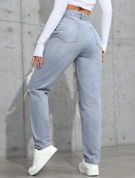 Smoky gray ripped denim pants