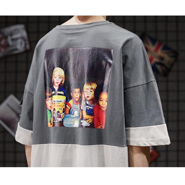 Color Matching Round Neck Men Streetwear T Shirts Sublimation Logo