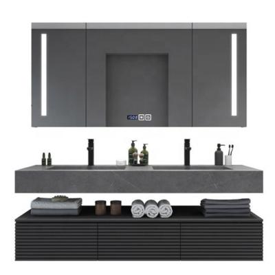 Customized LED Medicine Cabinet Silver Bathroom Illuminated Mirror Cabinet Square