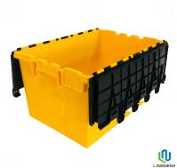 Caixa logística de plástico durável de 600*400*320 mm Caixa de armazenamento de plástico com tampa articulada