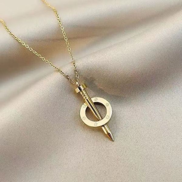Female Creative Personality Titanium Steel Curved Sickle-shaped Nail Sticky Diamond Necklace