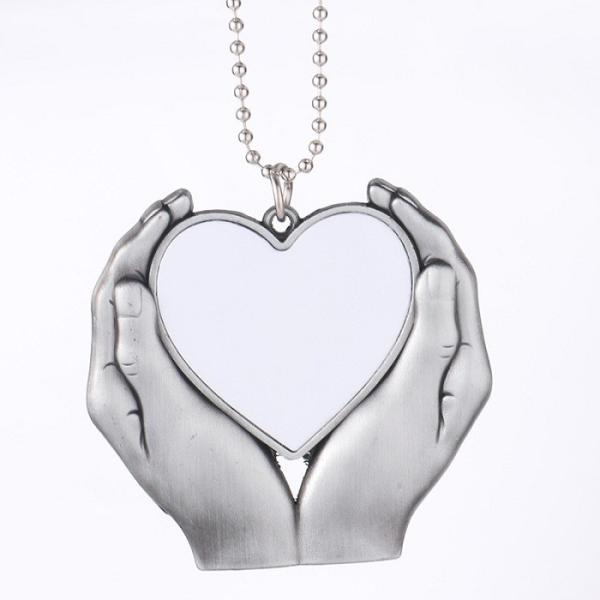 Creative Christmas Ornament Heart In Hands Sublimation Car Charm Pendants Blanks For Heat Press