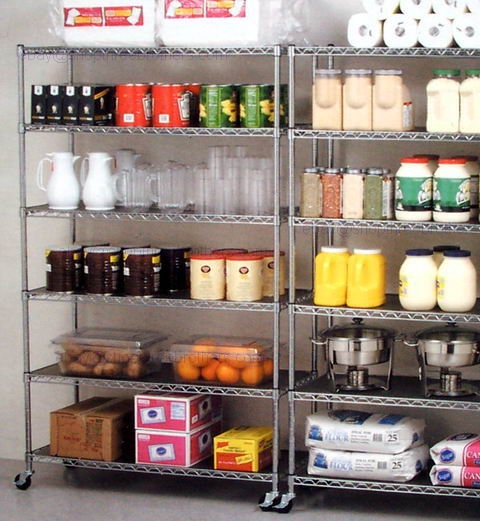 Restaurant Food Storage Flat Wire Storage Shelves 42