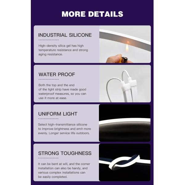 Interior del coche LED apagable 12V LED Neon Flex 3500K Blanco cálido