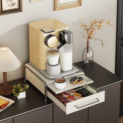 New 2 Tier Coffee Machine Capsule Holder with Pull-out Board  Nespresso Pod Storage Box Tea Bag Plate Rack Mug Organizer Drawer