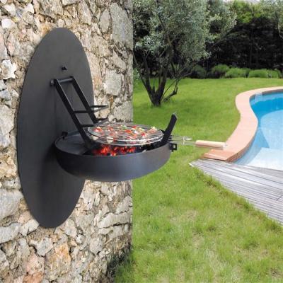 Fogo de aço retrátil fixado na parede decorativo personalizado Pit Cooking Grill