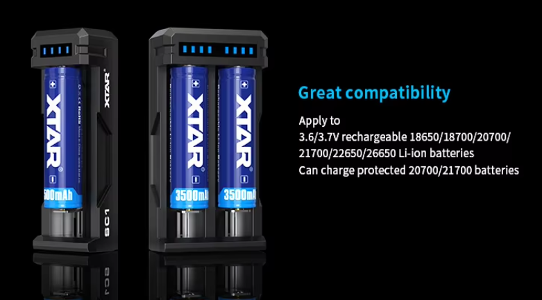 OEM Fast Battery Charger  XTAR  2 Bays SC2 QC3.0 Fast For Lithium Batteries