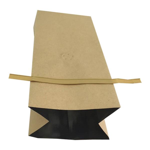 0.5lb 1lb Brown White Black Foil Lined Flat Bottom Kraft Paper Bags With Tin Ties Closure And Degassing Valve