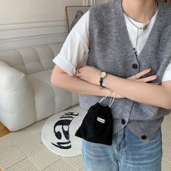 Customized Color Woven Label Storage Drawstring Fabric Packaging Bag for All Seasons