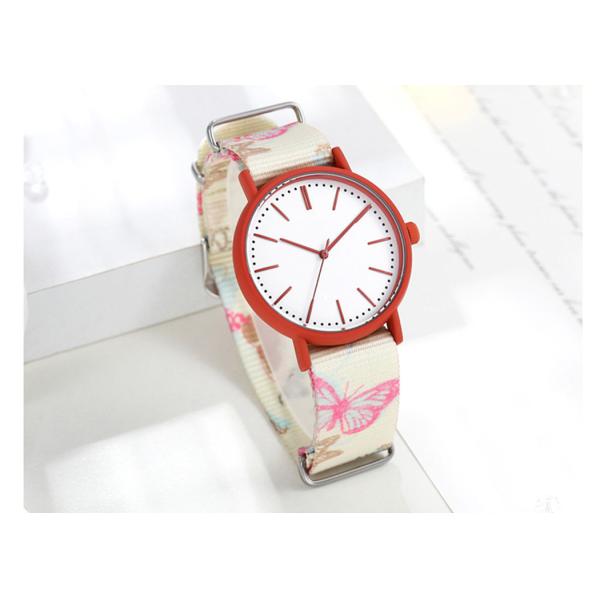 3ATM Waterproof Nylon Band Watches Candy Color Print For Girl And Lady