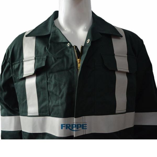Cotton Navy Blue Fr Coveralls With Reflective Tape / Flame Resistant Workwear