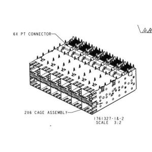 1761327-2 спаренный припой соединителя 2x6 SFP через отверстие