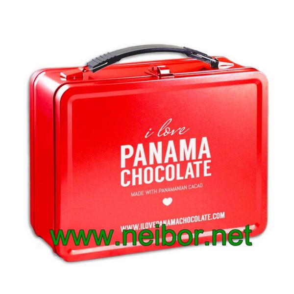 Large Silver Tin Lunch Box with clear window