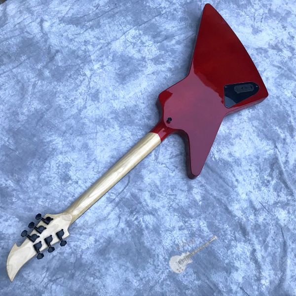 Custom Electric Guitar Rosewood Top Covered Black Hardware in Burgundy Customized Logo Shape