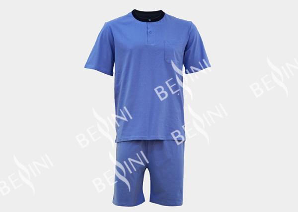 Mens Cotton Jersey Round Neck Tee Short Pants Pyjamas Set Summer Pyjamas
