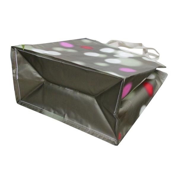 Colorful dots PP Woven Reusable Carrier Bags , Light Grey Nylon Tape Handle