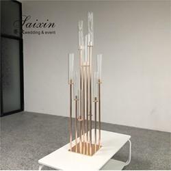 Tubos de vidro Rosa Ouro Metal Piso Candelabro Pilar Candelares Alto 175cm