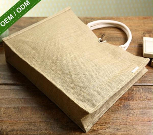 Customized Jute Tote Bags Fashion Large Reusable Shopping Bags for Women