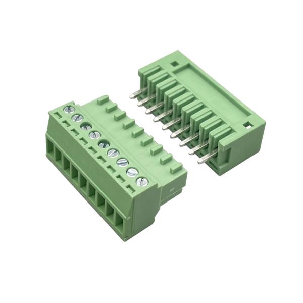 Male Female Pluggable Terminal Block Connector 3.81mm Pitch 2-16 Pins Plug In Right Angle Vertical