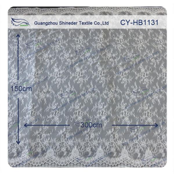 100 Nylon Bridal Chantilly Lace Swiss Voile Lace Fabric , Custom Printed