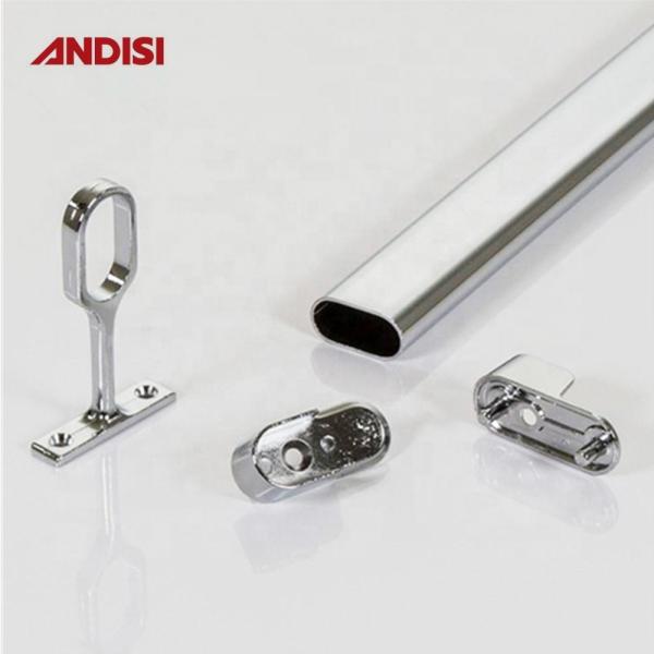 Nickel Plated Oval Wardrobe Clothes Hanging Rail Support Bracket for Closet Pipe
