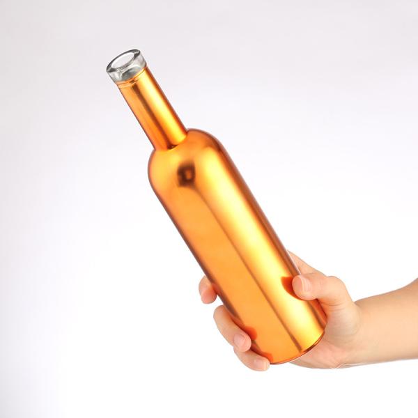 500ml 750ml 1000ml 1 liter Gold Electroplated Glass Bottle for Brandy Spirits at Bar