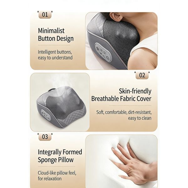 MechMassage Pillow with Kneading Massage Suitable for use on multiple areas such as the neck shoulders and back massage feels more realistic mimicking human hand kneading