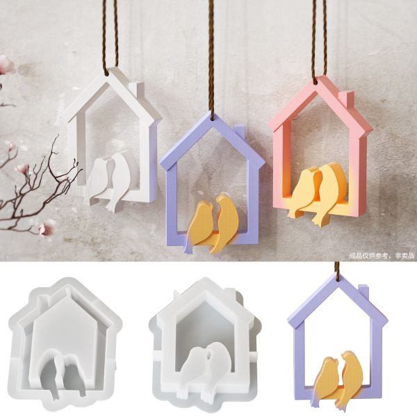 DIY crystal dropper resin mirror house, bird hanging, gypsum ornaments hanging, silicone mold