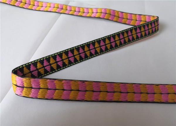 1.5cm Woven Jacquard Ribbon Colorful Pattern High Strength Size Customized