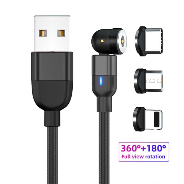 540 Rotation 3A Magnetic USB Charging Cable 3 In 1 Magnetic Data Cable