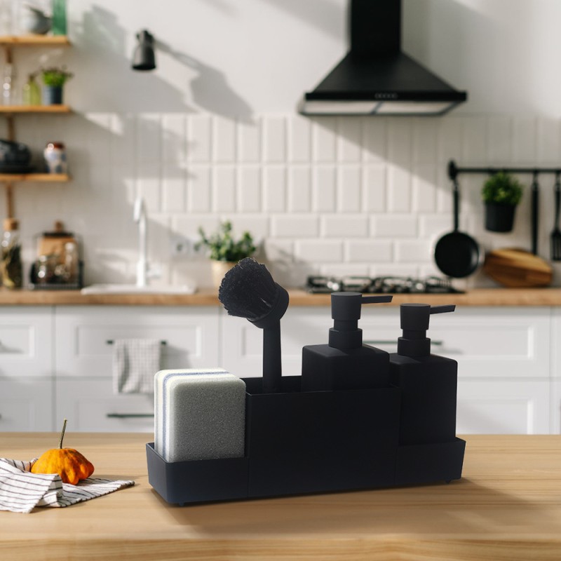 Kitchen Soap Dispenser Sponge Rack Dishwashing Brush Holder Hand Washing Liquid Dispenser Bottles Bathroom Tray Sets Available