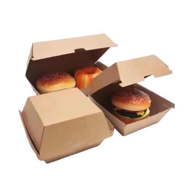 Eco-friendly Burger Boxes Customized Oil Proof Kraft Paper Fried Chicken And French Fry Packaging Box