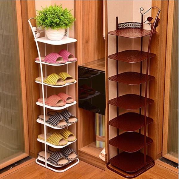 Dustproof 7 Tier Bronze Metal Wire Shoe Rack