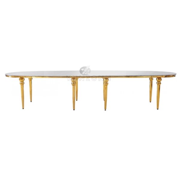 Modern S-Shape Dining Table Chair Set Restaurant Wedding Glass Metal Hotel Furniture for Outdoor Hall Use