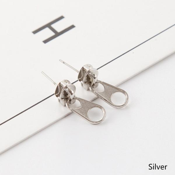 Punk Rock Zipper Earrings Tools Stud Stainless Steel Tragus Cartilage Ear Piercing Women Men Body Jewelry