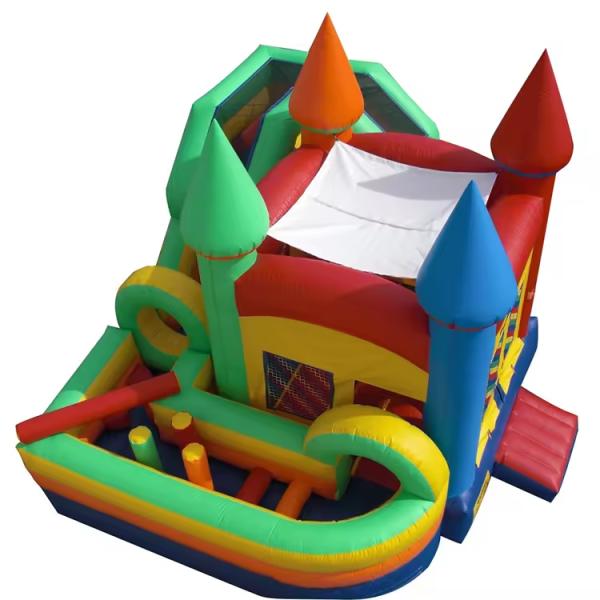 Summer Swimming Games Mini Inflatable Castle with Water Slide Blower Combo PVC Material