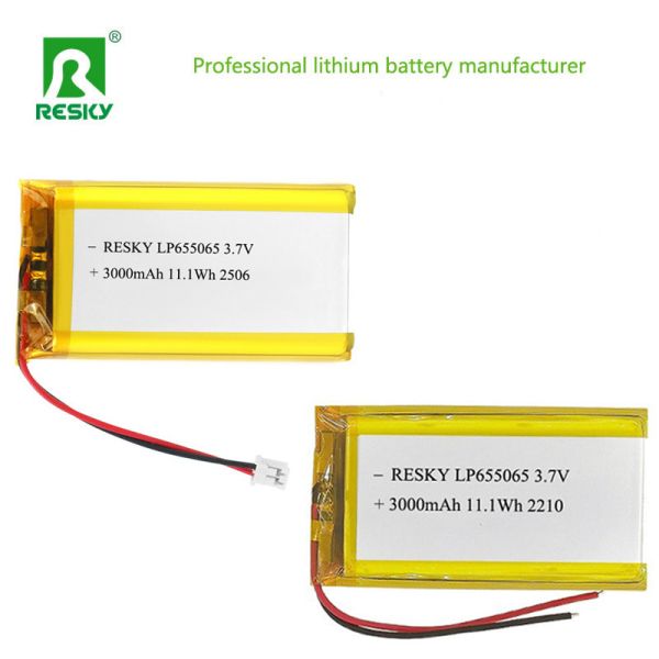 Square Lipo Battery 655065 3000mAh 3.7V 11.1wh Power Rechargeable Lithium Polymer Battery Pack