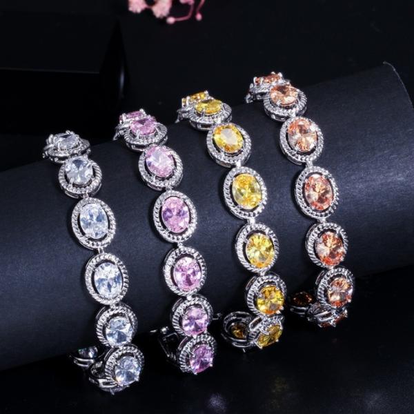 Luxury Bridal Bracelet Bangle Wedding Gift Big Cubic Zircon Vintage Baguette Bracelet Bangle Gold Color Jewelry