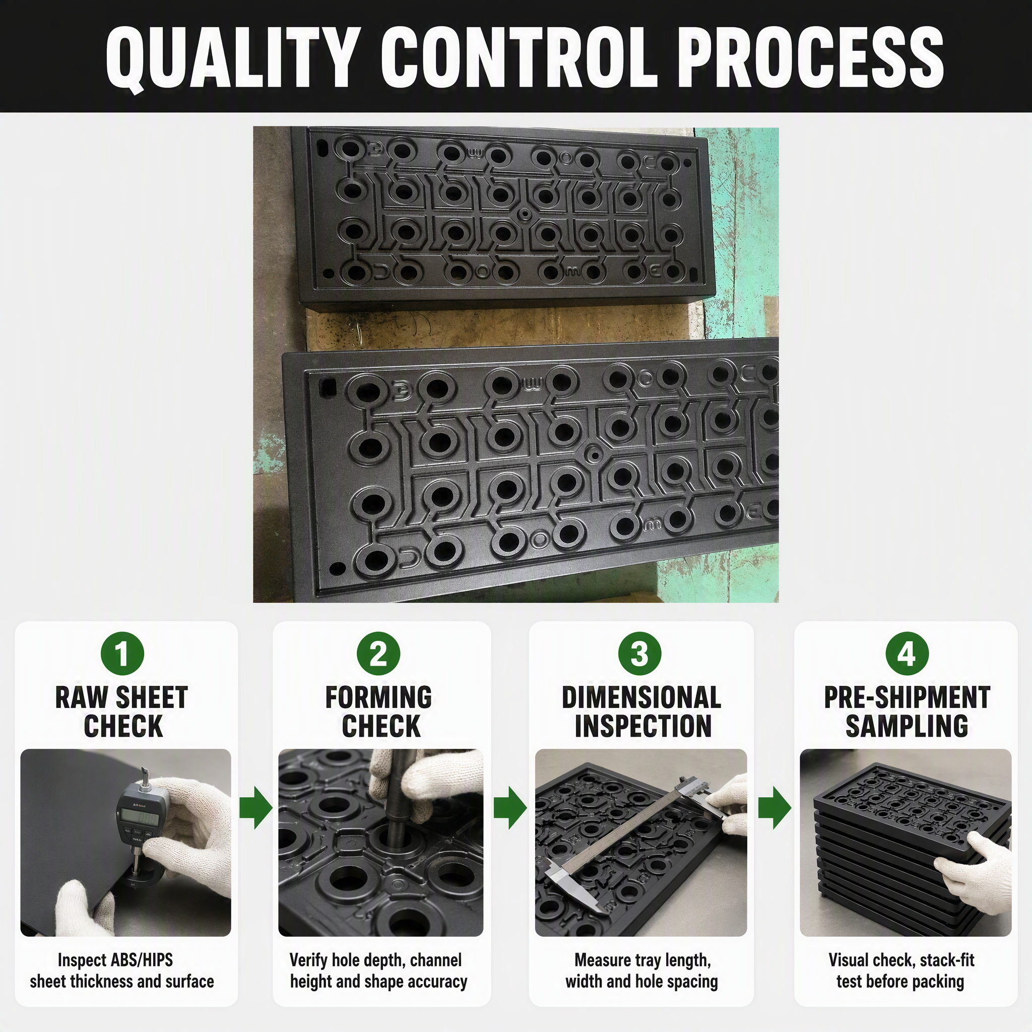 Heavy Duty ABS Vacuum Formed Hydroponic Grow Tray Custom Thermoformed Seedling Flat for Microgreen Nursery