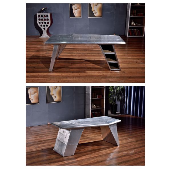 Nidea #8310 intage Industrial Style Distressed Finish Aluminum Rivets Personalized Durable Rectangular Airplane Wing Desk