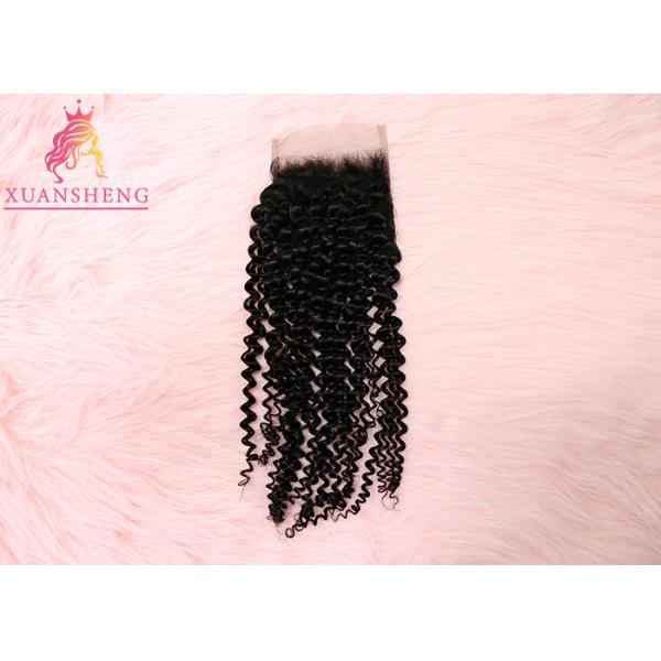 Malaysian 4x4 Lace Closure Grade 10A Virgin Human Lace Hair / Silky Deep Curly Hair