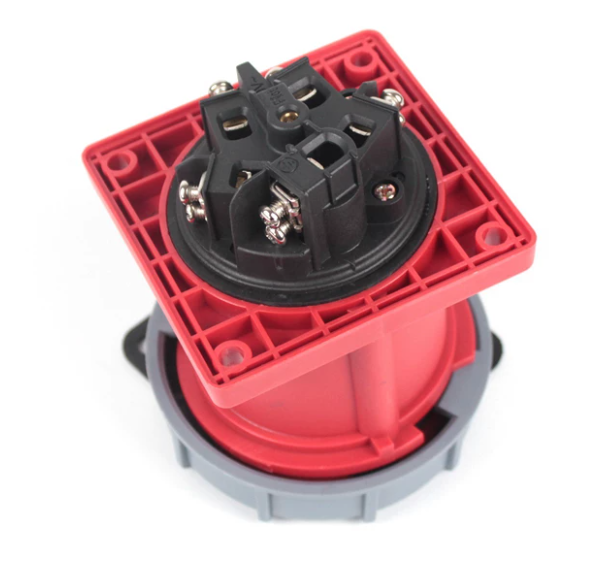 Flush Mount Straight Angled Industrial Plastic Waterproof Plug 380V 63A 5-Pin IP67 Model 1 Outlet