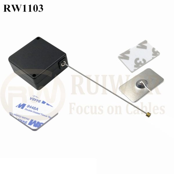 RW1103 Square Retail Security Tether Plus 35X22mm Rectangular Adhesive Metal Plate