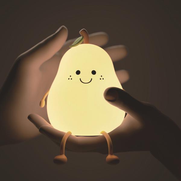 2W Kids Pear Silicone Night Light 1200mah Battery USB Powered