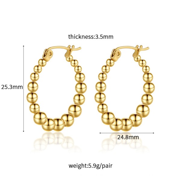 18K Vacuum Gold-Plated Fashion Stainless Steel Round Earring Female Geometric Earrings