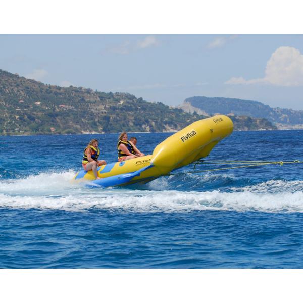 Yellow 0.9mm PVC tarpauli Inflatable Flying Fish Boat With Handles